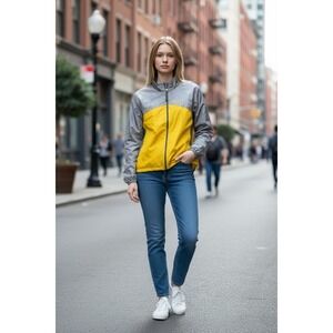 Marmot Womens Jacket Windbreaker Size Medium Yellow, And Gray